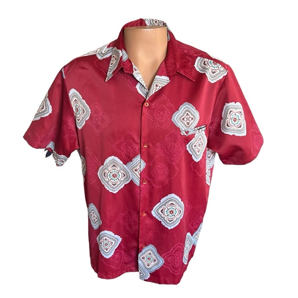 Vintage Hawaiian shirt Tori Richard Asian Geometric Print Polyester XL - Picture 2 of 7